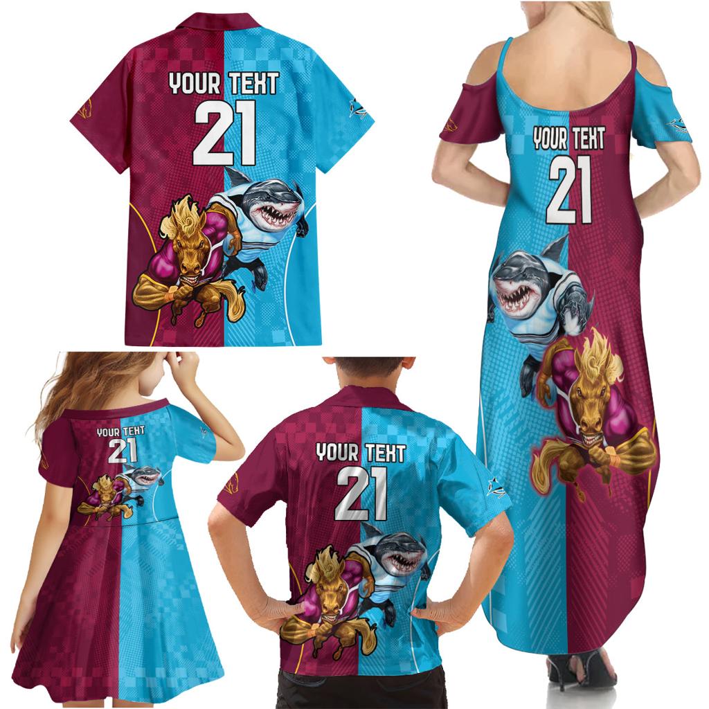 Custom Broncos and Sharks Family Matching Summer Maxi Dress and Hawaiian Shirt Sporty Style
