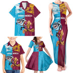 Custom Broncos and Sharks Family Matching Tank Maxi Dress and Hawaiian Shirt Sporty Style