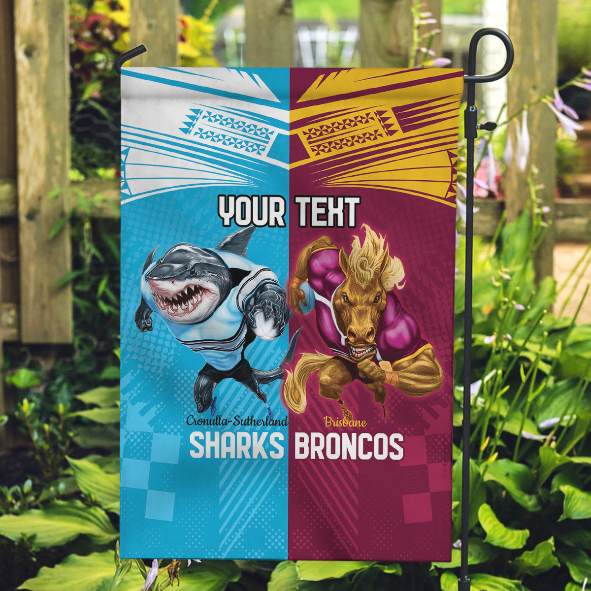 Custom Broncos and Sharks Garden Flag Sporty Style