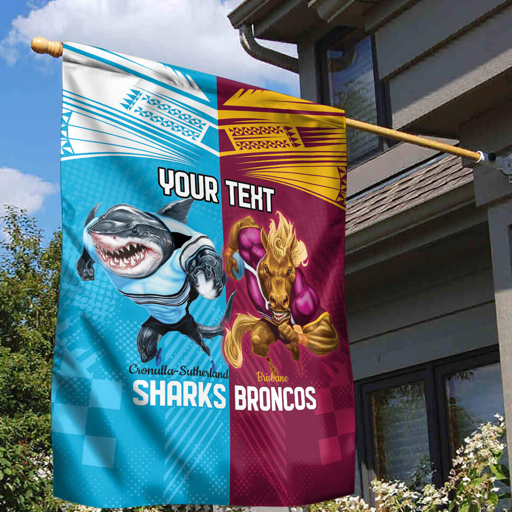Custom Broncos and Sharks Garden Flag Sporty Style