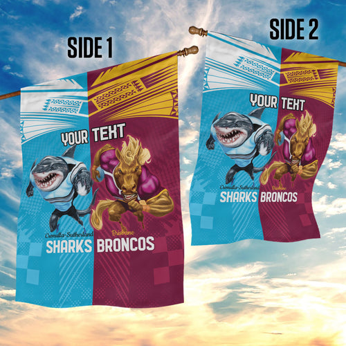 Custom Broncos and Sharks Garden Flag Sporty Style