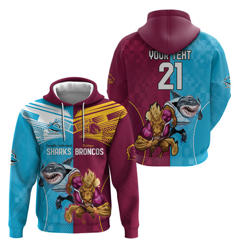 Custom Broncos and Sharks Hoodie Sporty Style