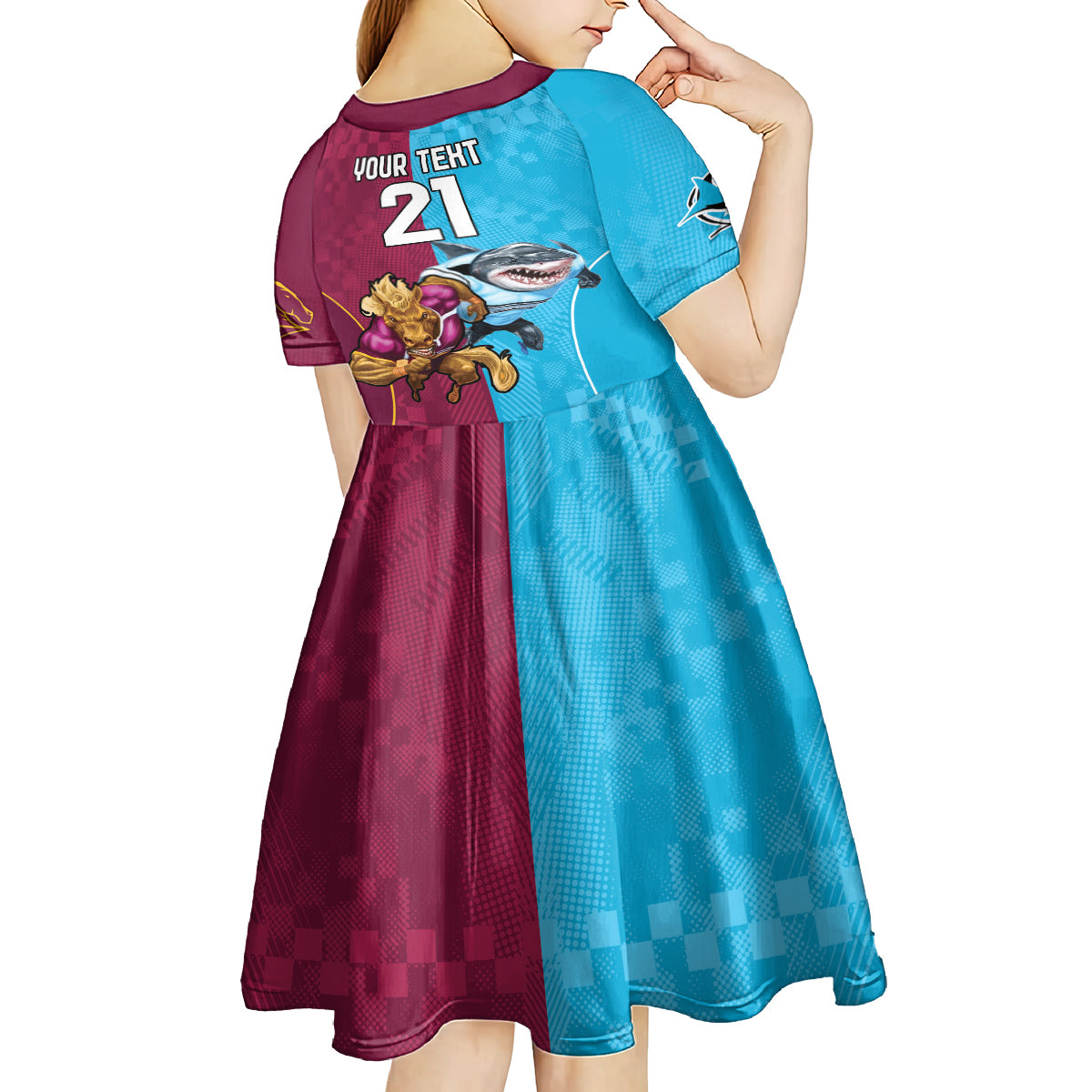 Custom Broncos and Sharks Kid Short Sleeve Dress Sporty Style