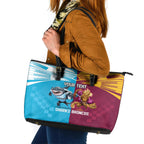 Custom Broncos and Sharks Leather Tote Bag Sporty Style