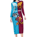 Custom Broncos and Sharks Long Sleeve Bodycon Dress Sporty Style