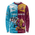 Custom Broncos and Sharks Long Sleeve Shirt Sporty Style
