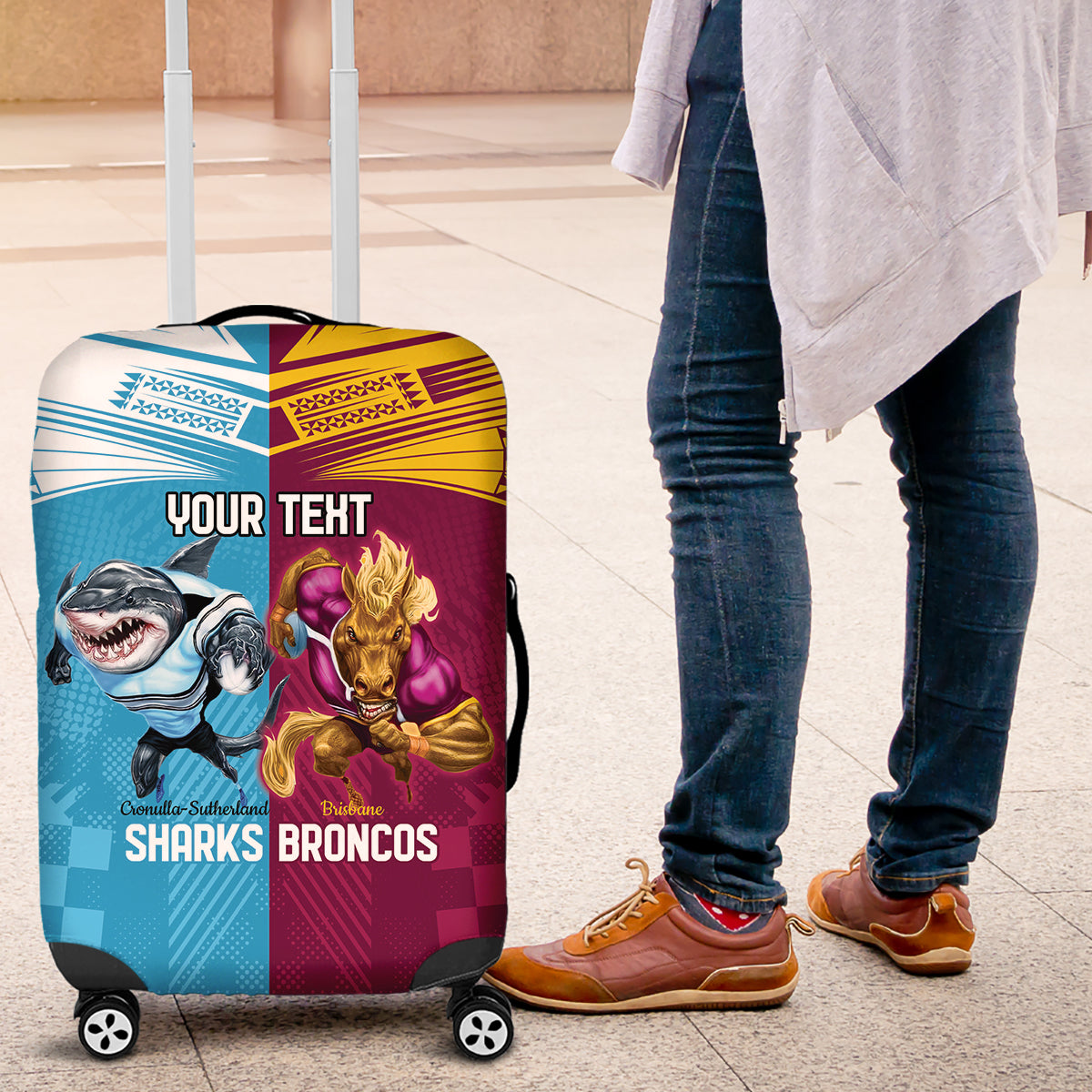 Custom Broncos and Sharks Luggage Cover Sporty Style
