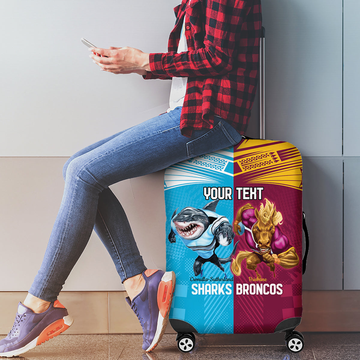 Custom Broncos and Sharks Luggage Cover Sporty Style