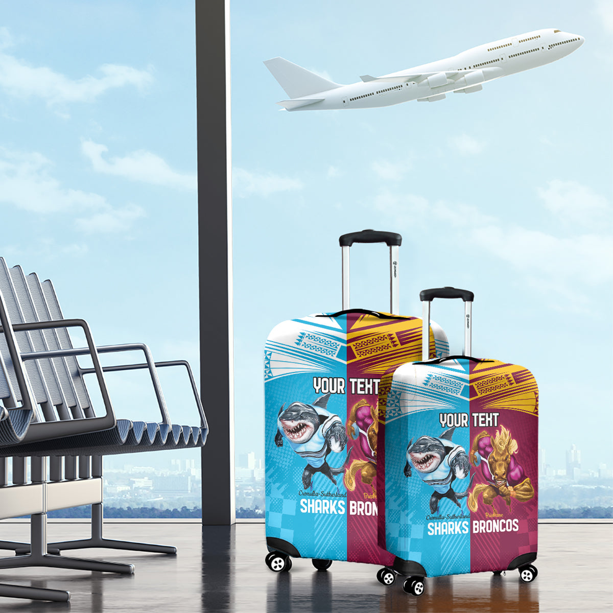 Custom Broncos and Sharks Luggage Cover Sporty Style