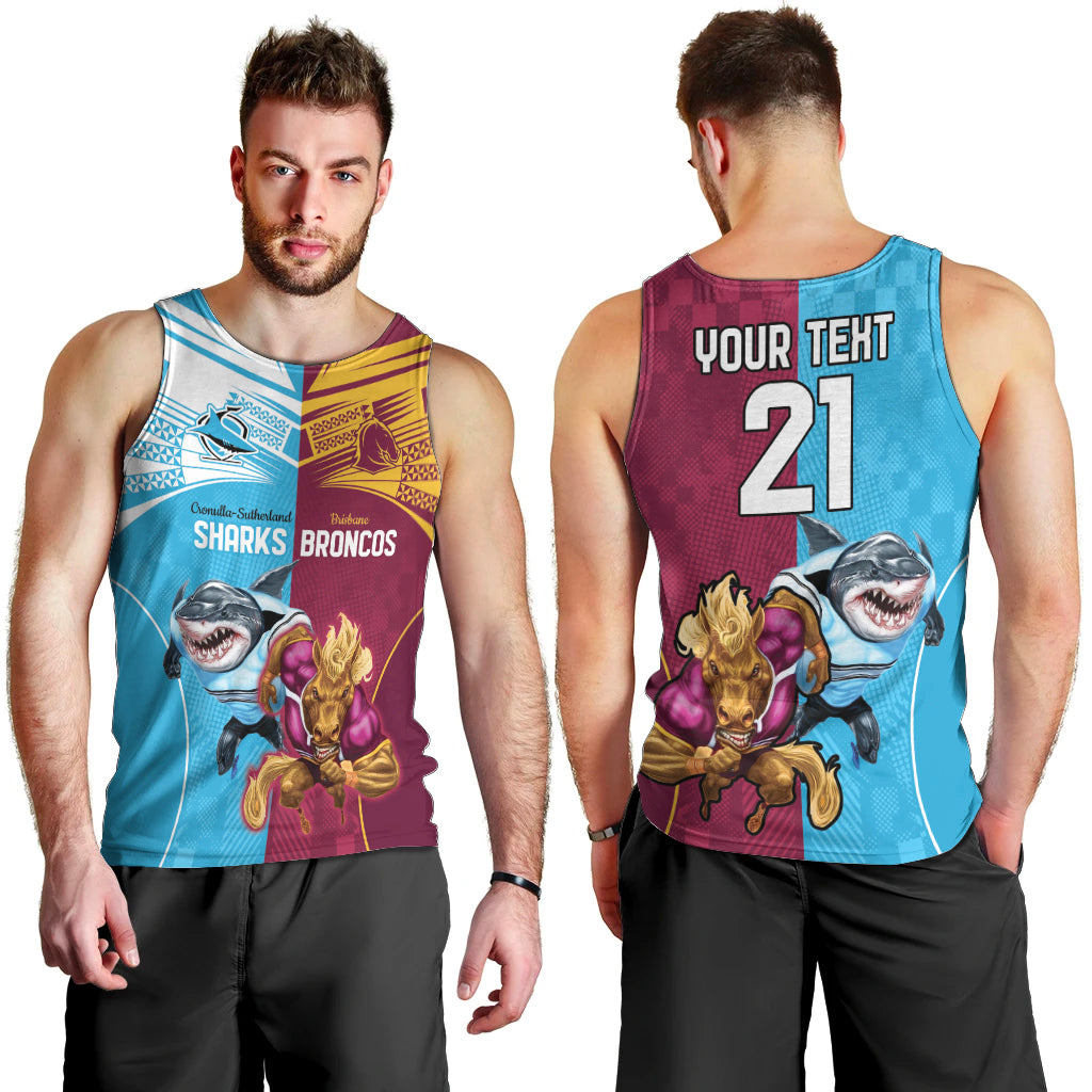 Custom Broncos and Sharks Men Tank Top Sporty Style