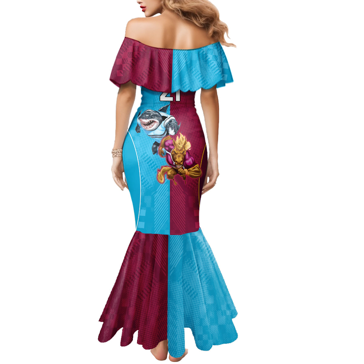 Custom Broncos and Sharks Mermaid Dress Sporty Style