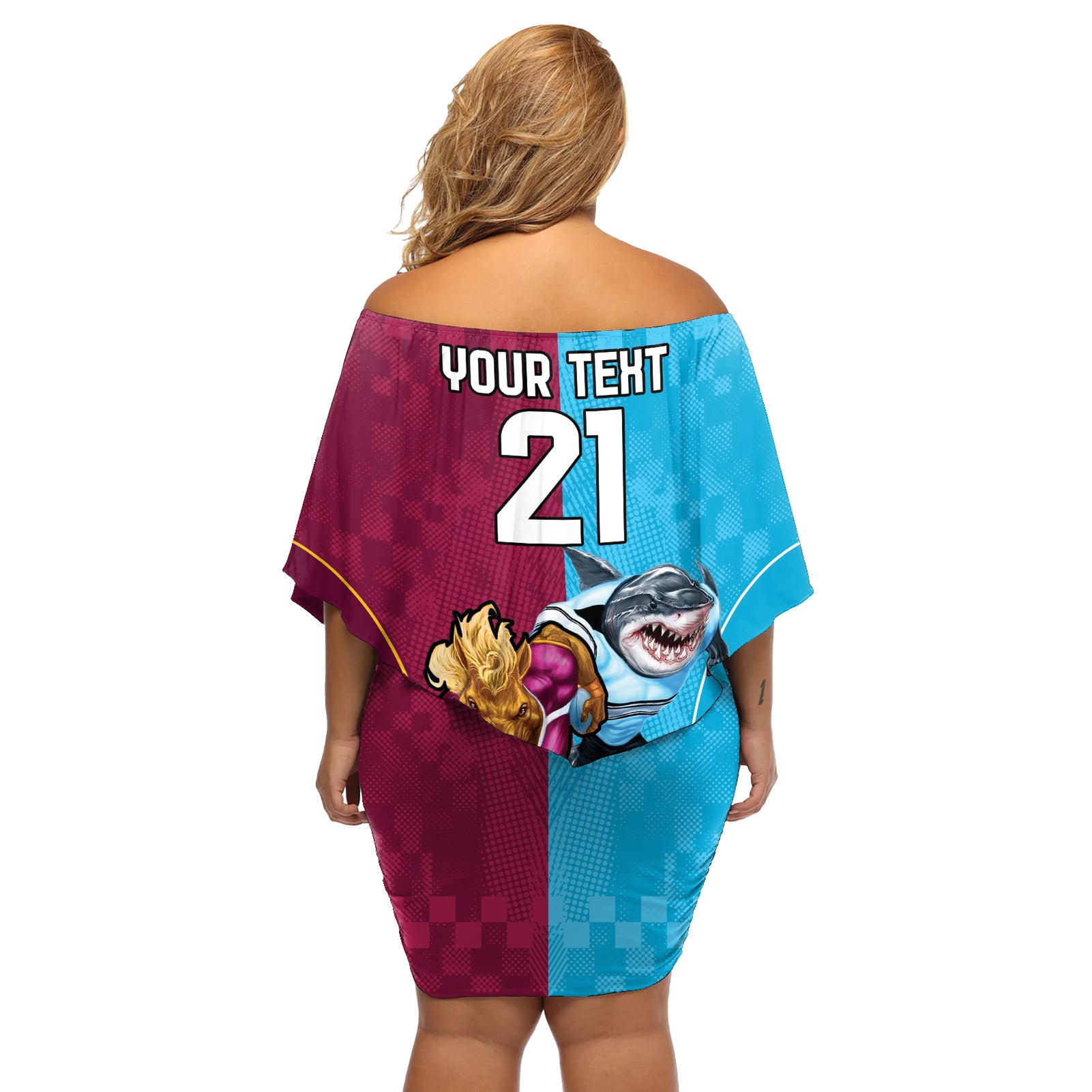 Custom Broncos and Sharks Off Shoulder Short Dress Sporty Style