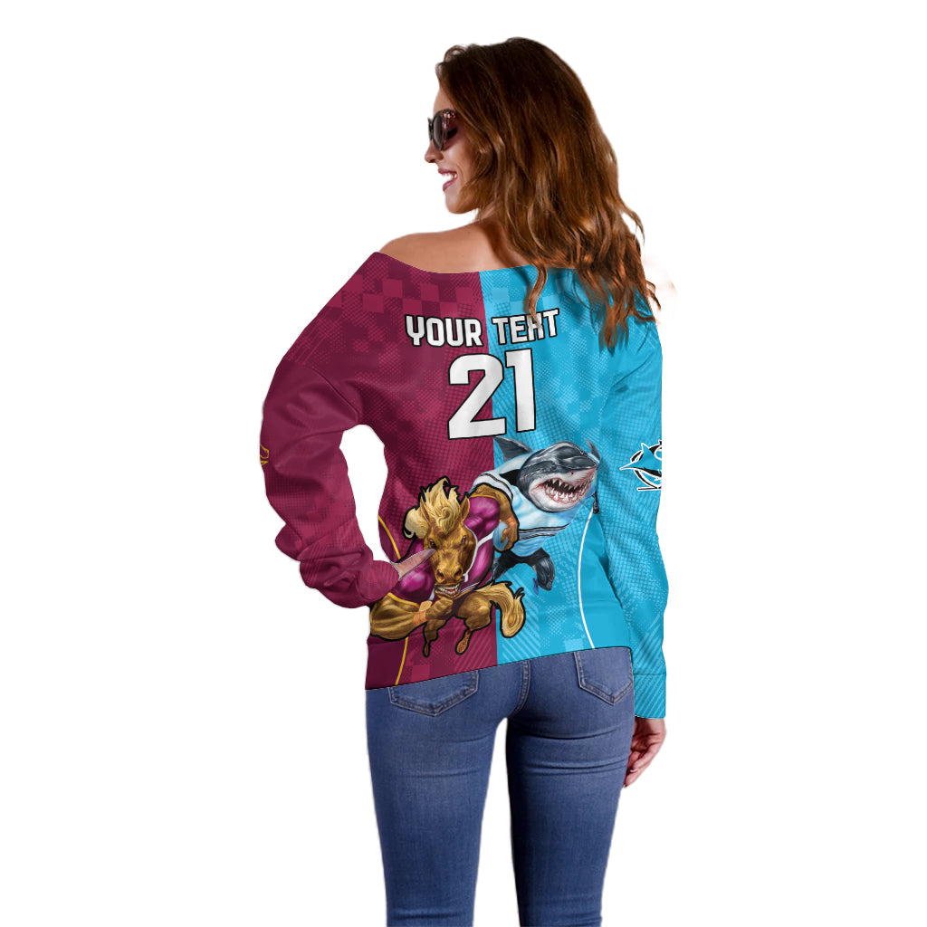Custom Broncos and Sharks Off Shoulder Sweater Sporty Style