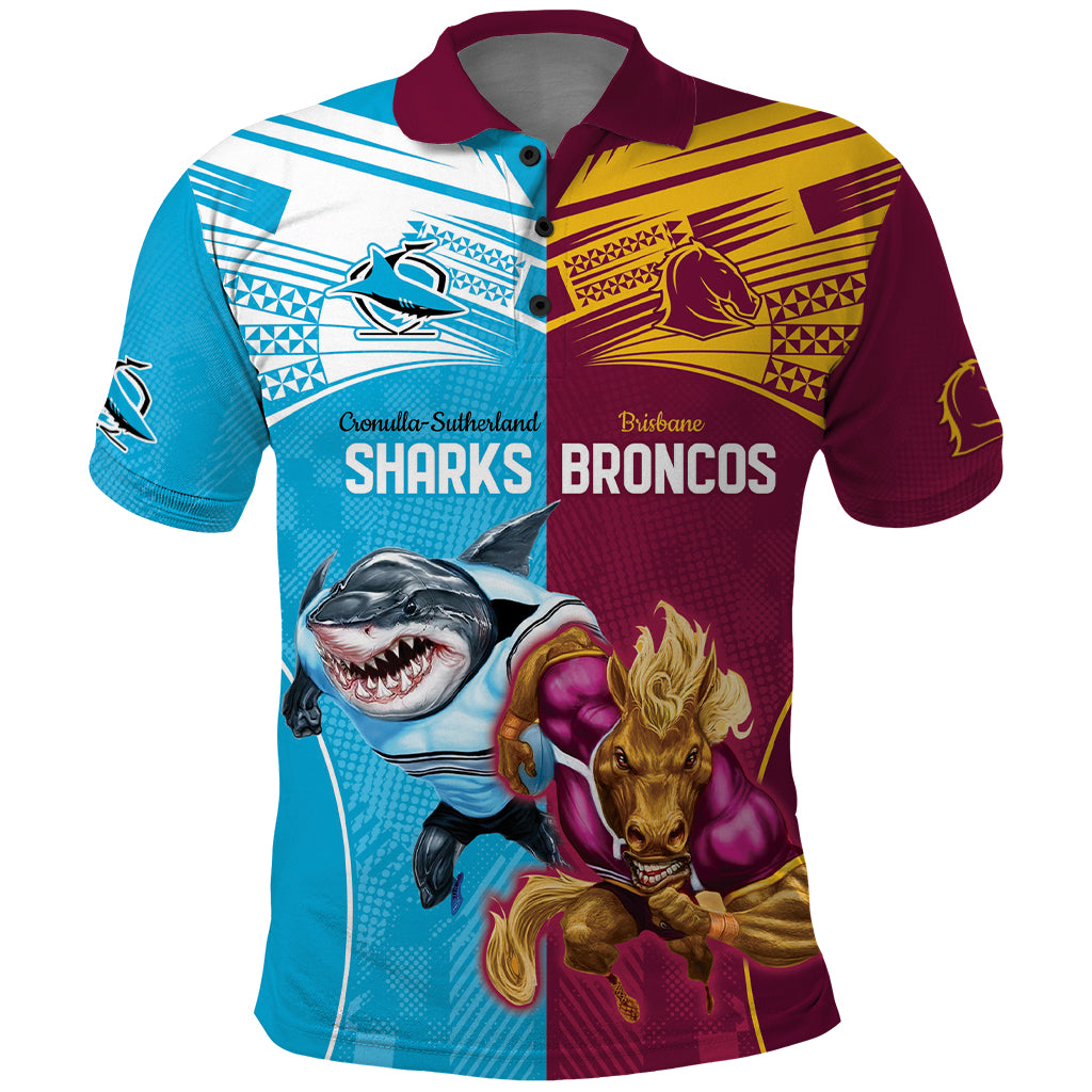 Custom Broncos and Sharks Polo Shirt Sporty Style