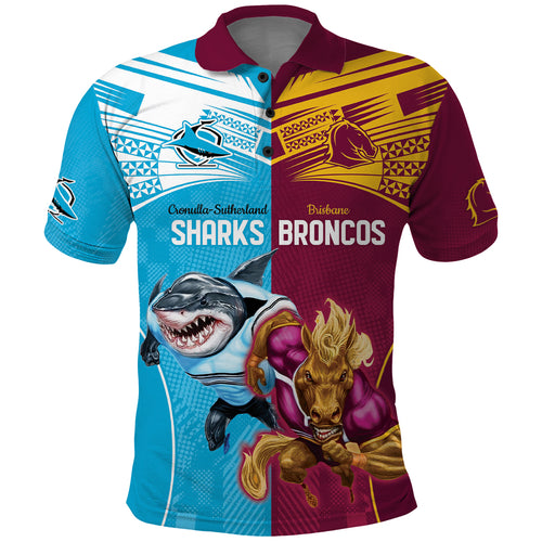 Custom Broncos and Sharks Polo Shirt Sporty Style