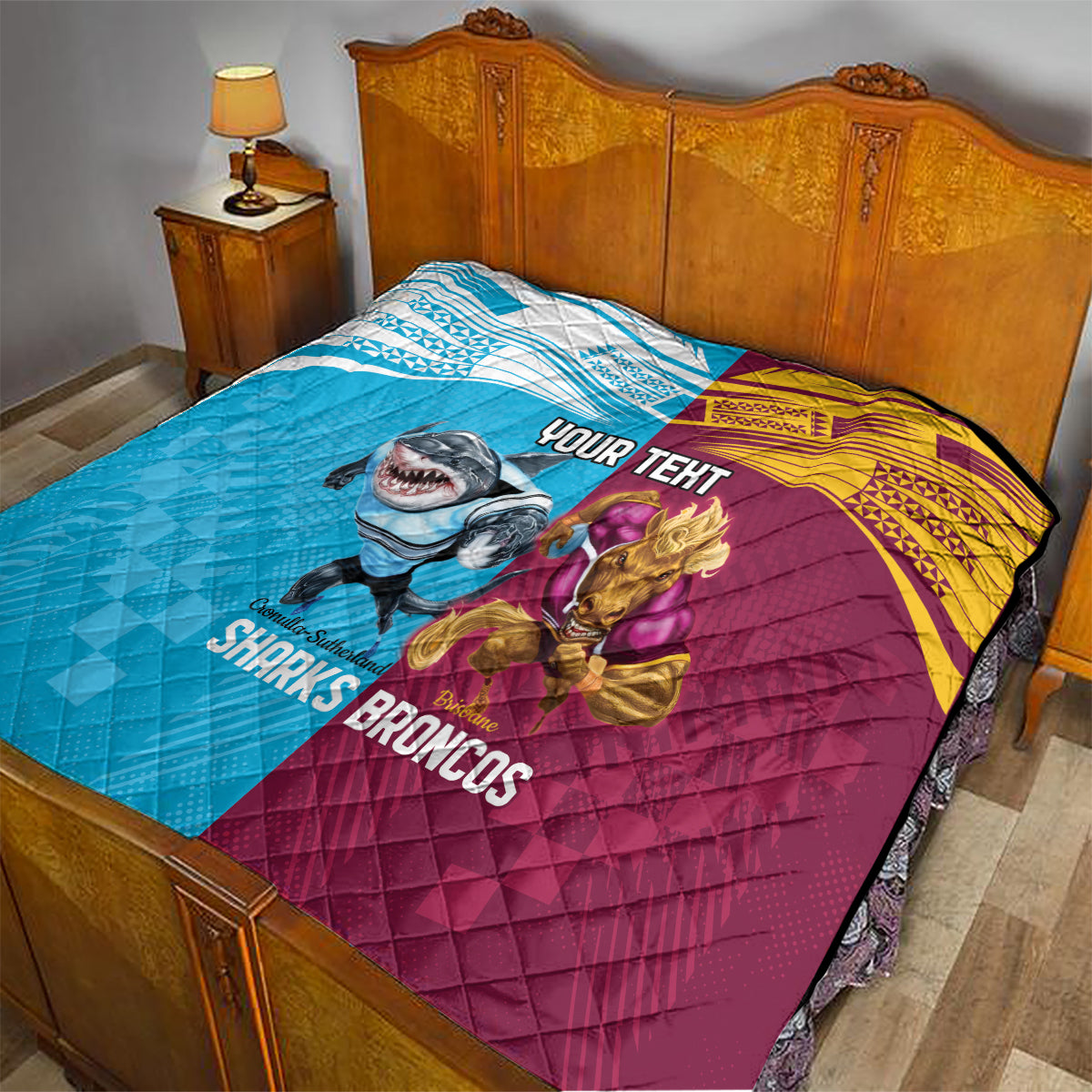 Custom Broncos and Sharks Quilt Sporty Style