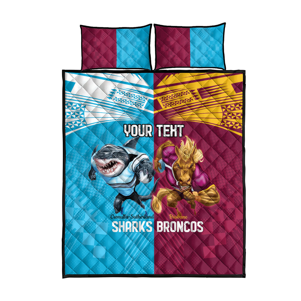 Custom Broncos and Sharks Quilt Bed Set Sporty Style