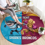 Custom Broncos and Sharks Round Carpet Sporty Style