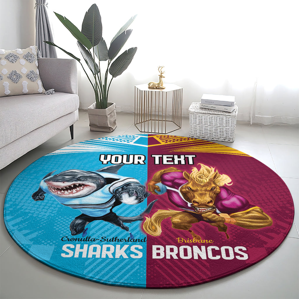 Custom Broncos and Sharks Round Carpet Sporty Style