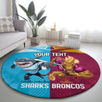 Custom Broncos and Sharks Round Carpet Sporty Style