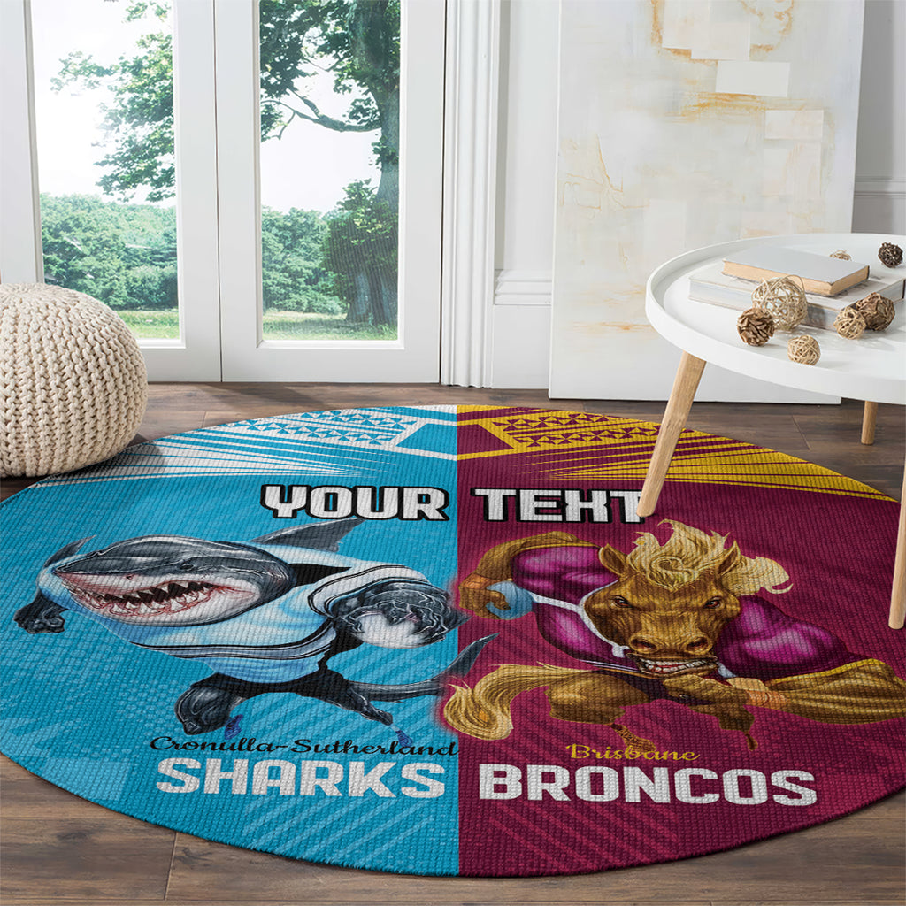 Custom Broncos and Sharks Round Carpet Sporty Style