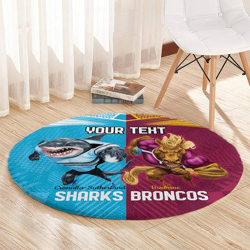 Custom Broncos and Sharks Round Carpet Sporty Style