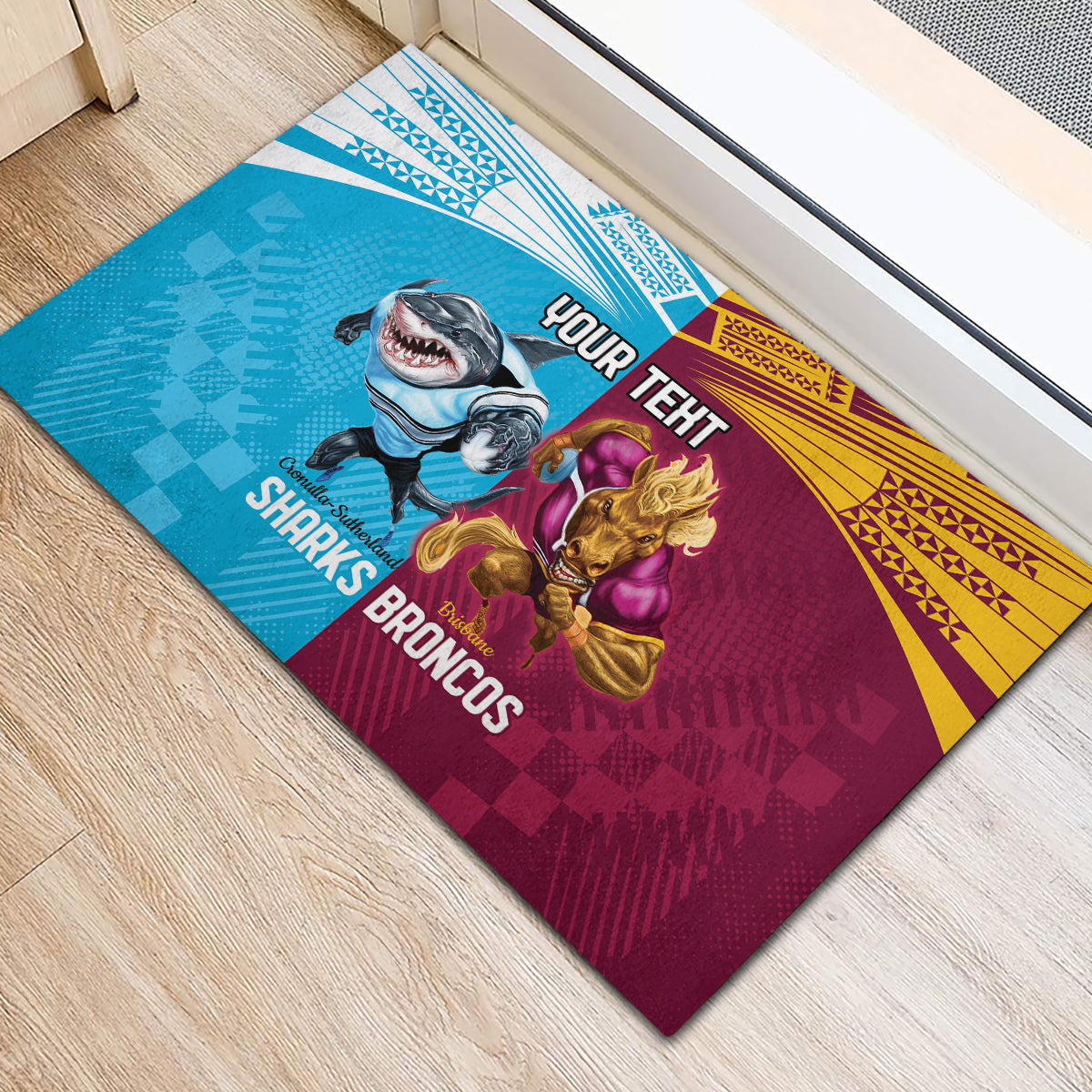 Custom Broncos and Sharks Rubber Doormat Sporty Style