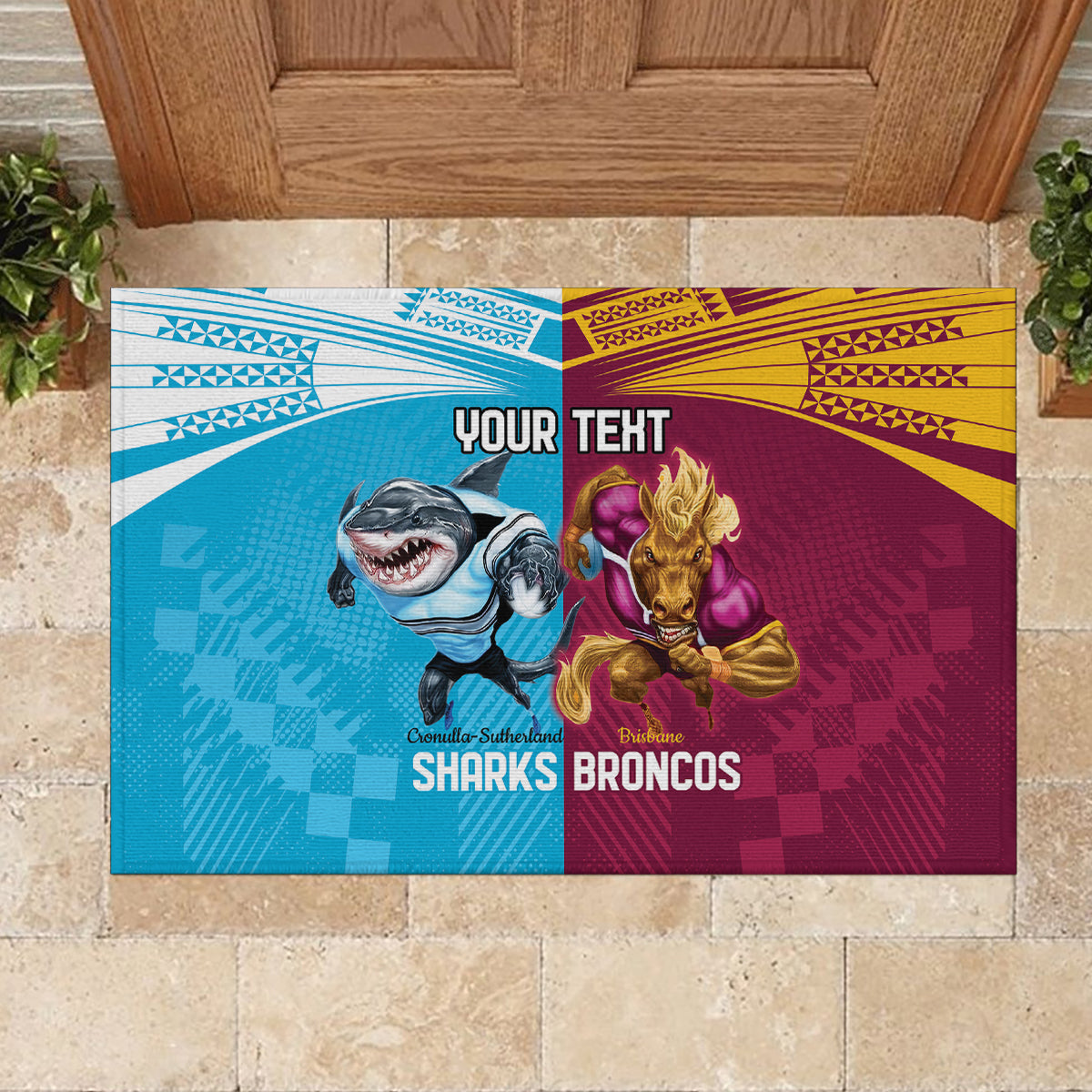 Custom Broncos and Sharks Rubber Doormat Sporty Style