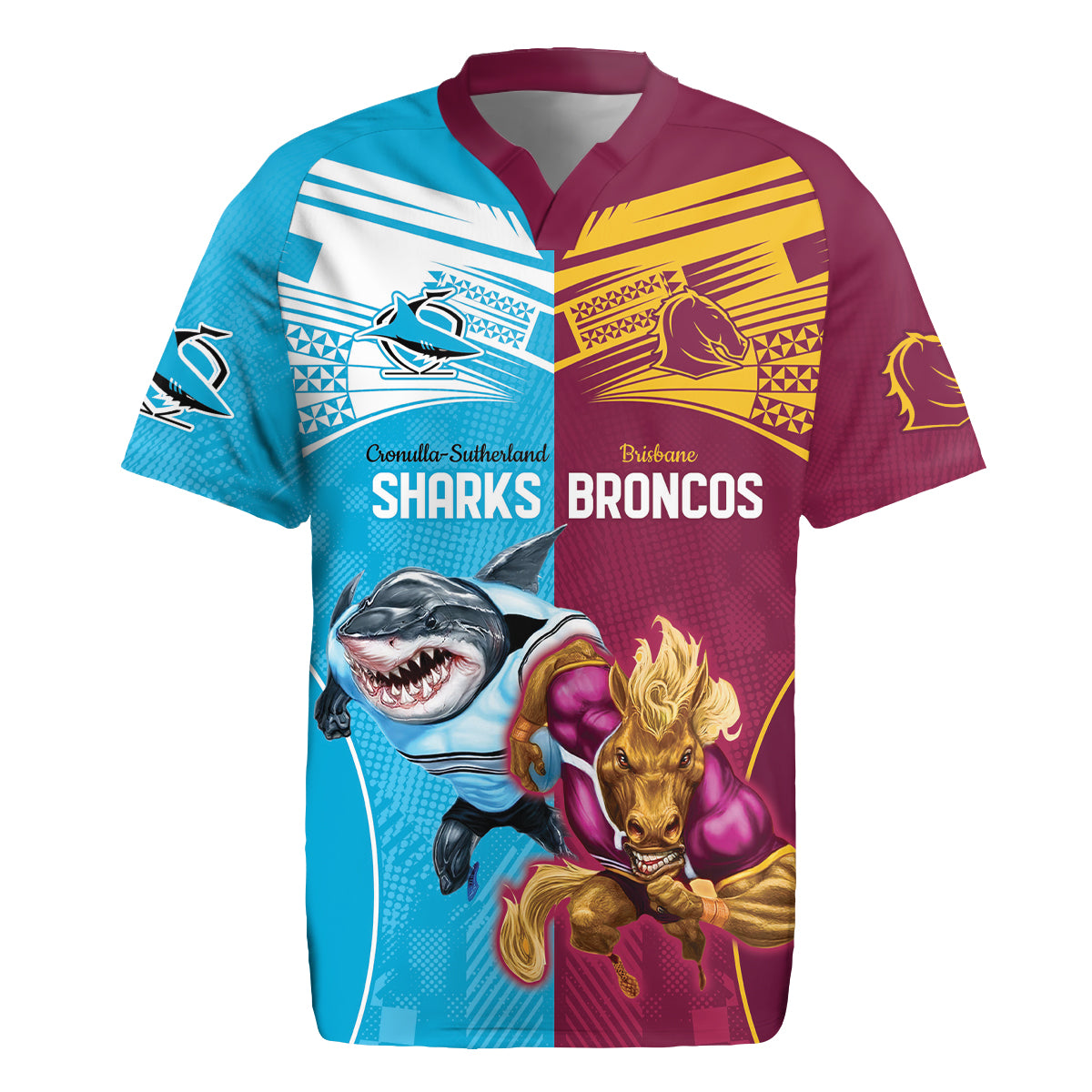 Custom Broncos and Sharks Rugby Jersey Sporty Style