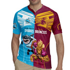 Custom Broncos and Sharks Rugby Jersey Sporty Style