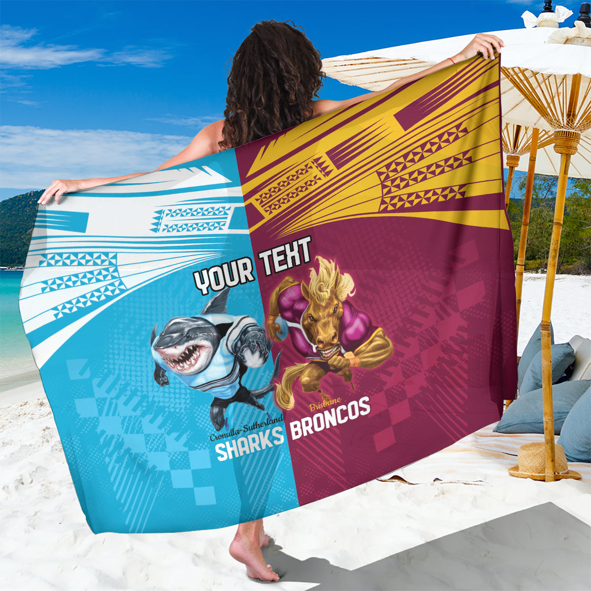 Custom Broncos and Sharks Sarong Sporty Style