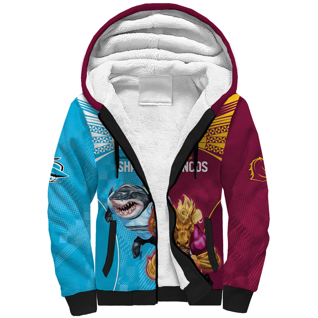 Custom Broncos and Sharks Sherpa Hoodie Sporty Style