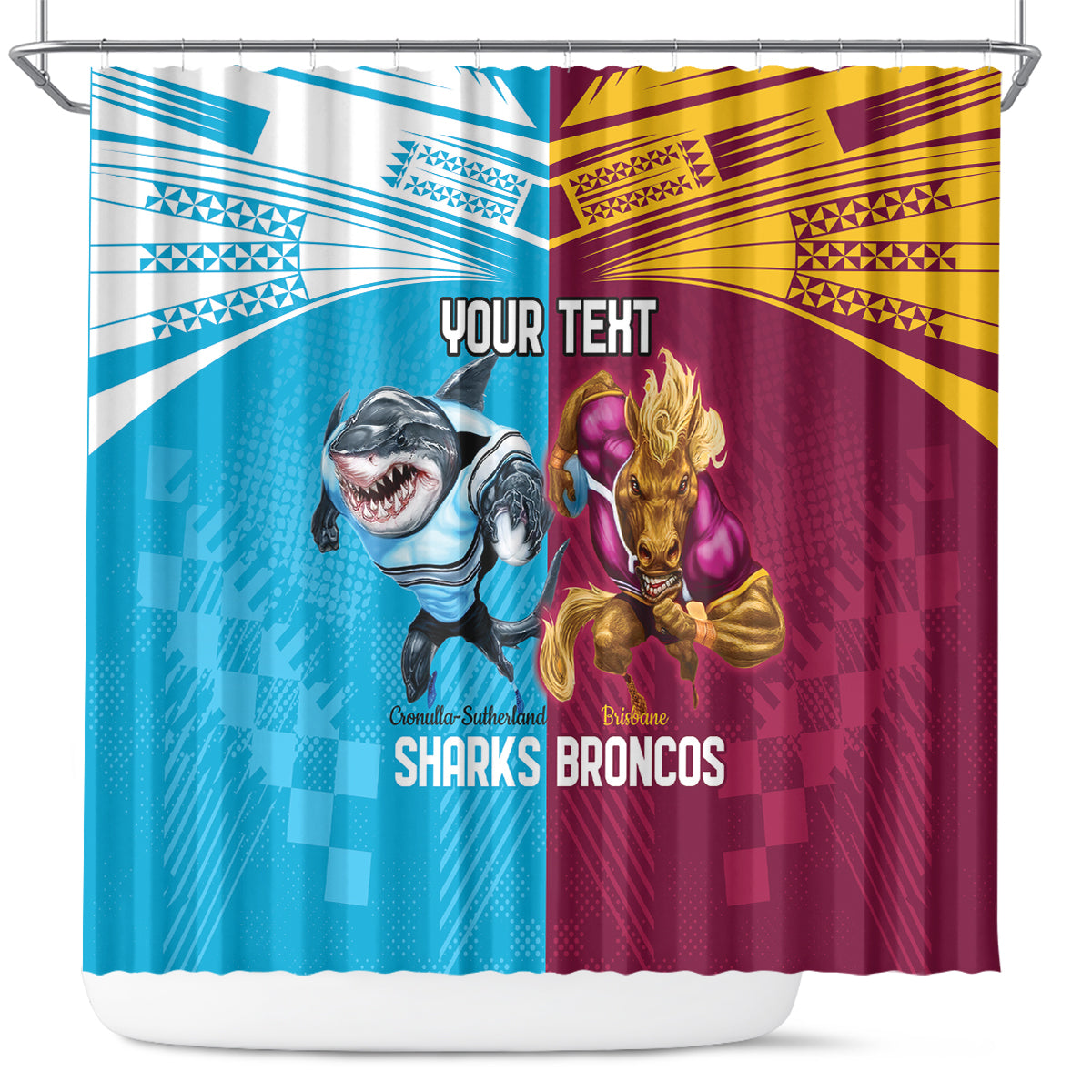 Custom Broncos and Sharks Shower Curtain Sporty Style