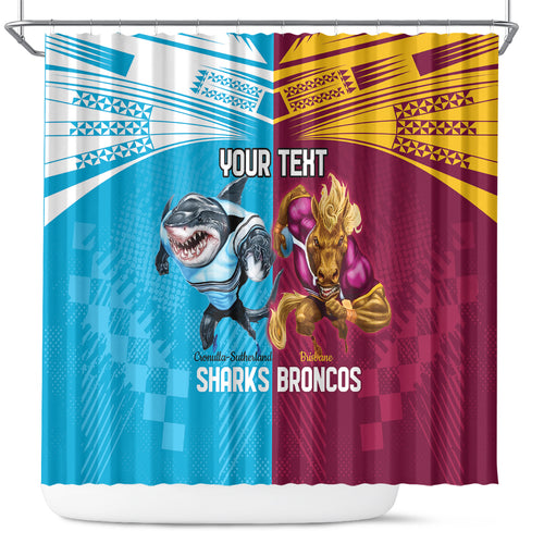 Custom Broncos and Sharks Shower Curtain Sporty Style