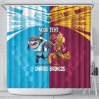 Custom Broncos and Sharks Shower Curtain Sporty Style