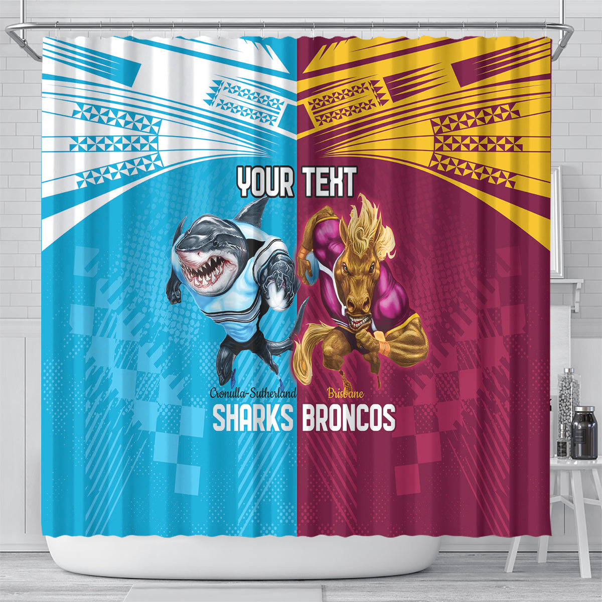 Custom Broncos and Sharks Shower Curtain Sporty Style