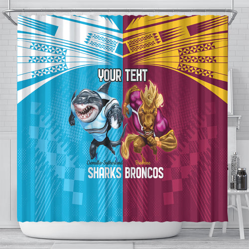 Custom Broncos and Sharks Shower Curtain Sporty Style