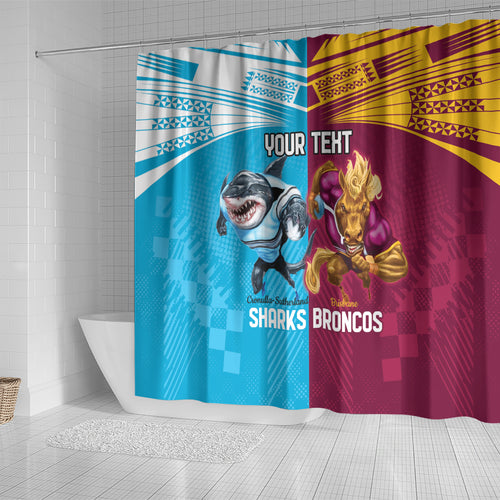 Custom Broncos and Sharks Shower Curtain Sporty Style