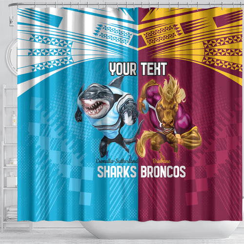 Custom Broncos and Sharks Shower Curtain Sporty Style