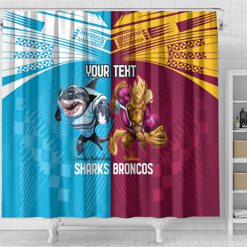 Custom Broncos and Sharks Shower Curtain Sporty Style
