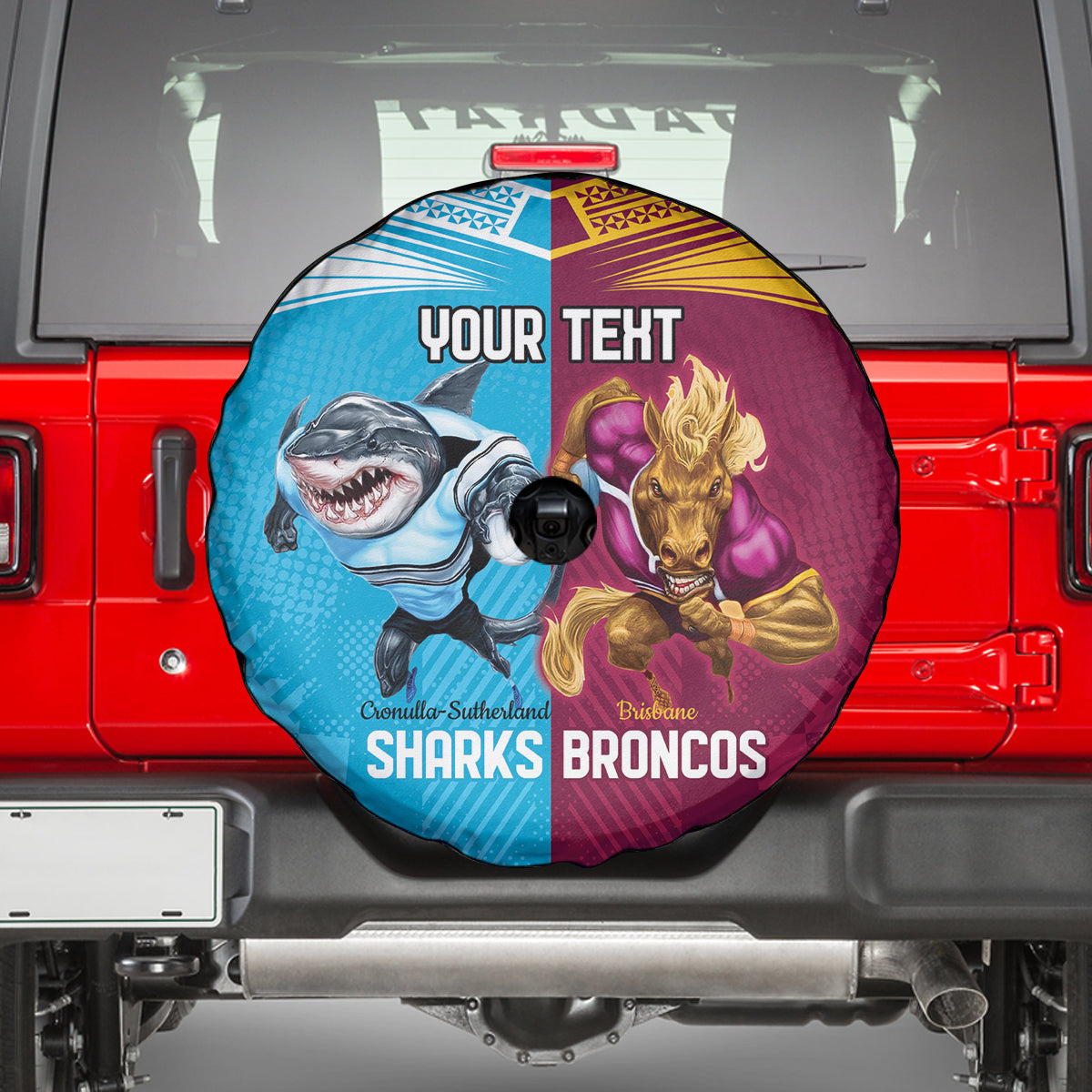 Custom Broncos and Sharks Spare Tire Cover Sporty Style
