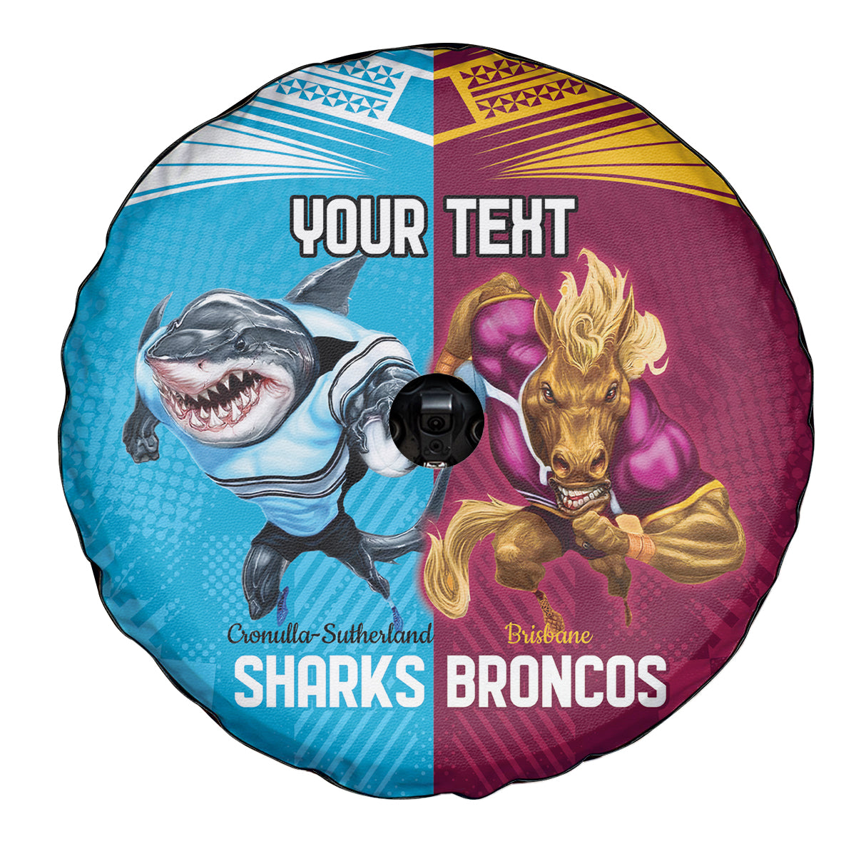 Custom Broncos and Sharks Spare Tire Cover Sporty Style