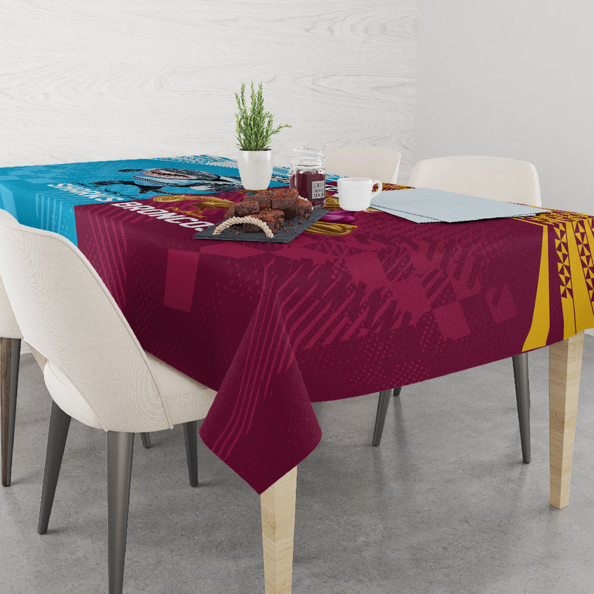Custom Broncos and Sharks Tablecloth Sporty Style