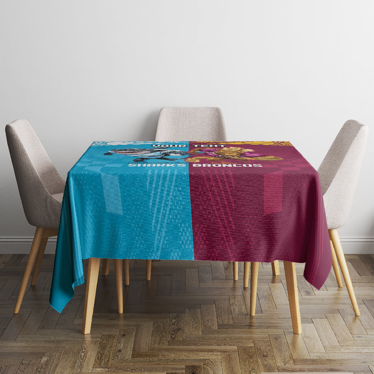 Custom Broncos and Sharks Tablecloth Sporty Style