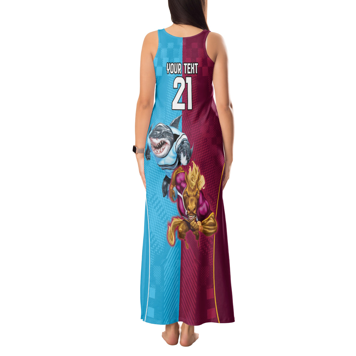 Custom Broncos and Sharks Tank Maxi Dress Sporty Style