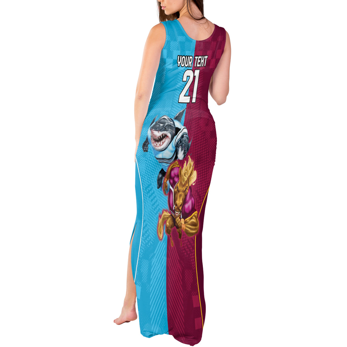 Custom Broncos and Sharks Tank Maxi Dress Sporty Style