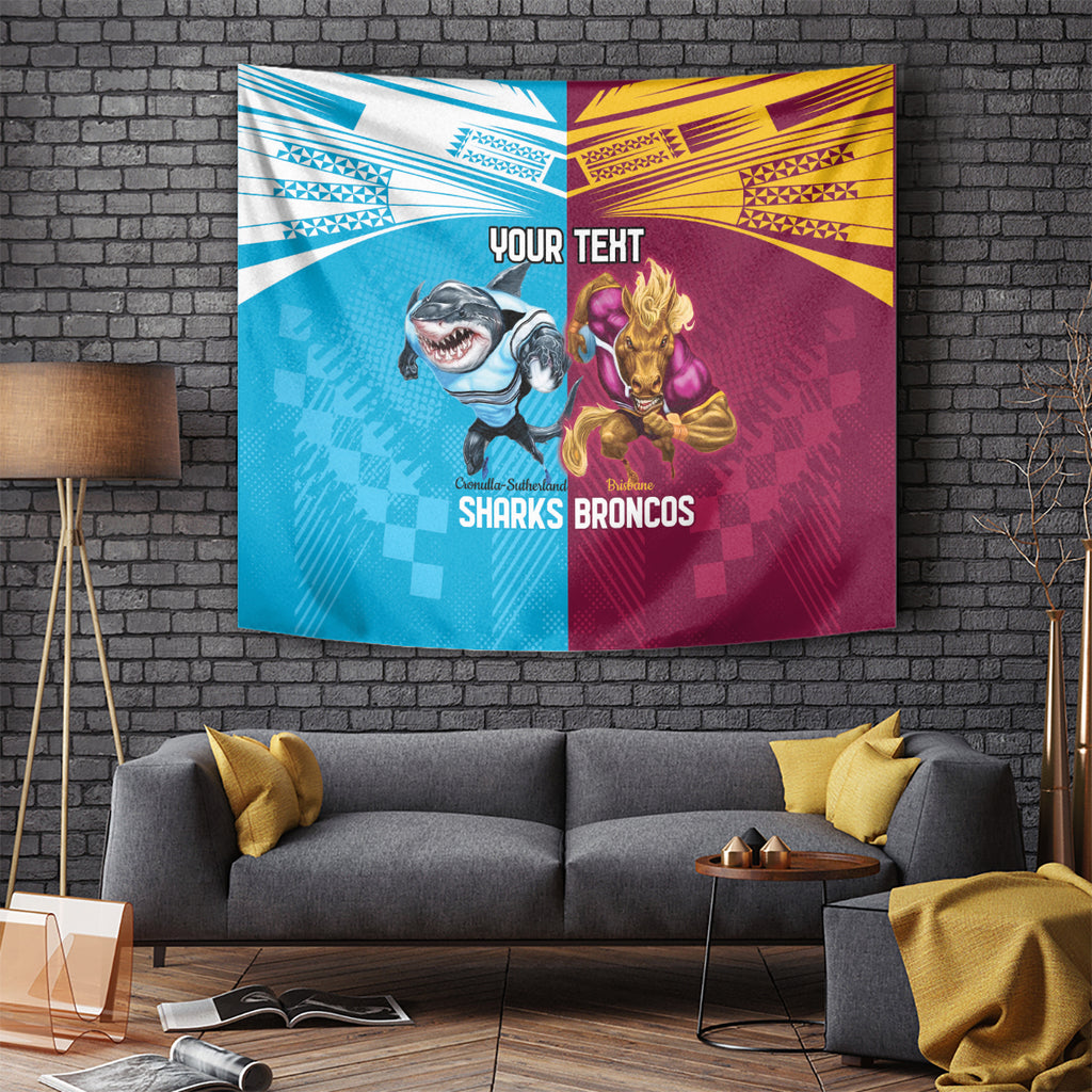 Custom Broncos and Sharks Tapestry Sporty Style
