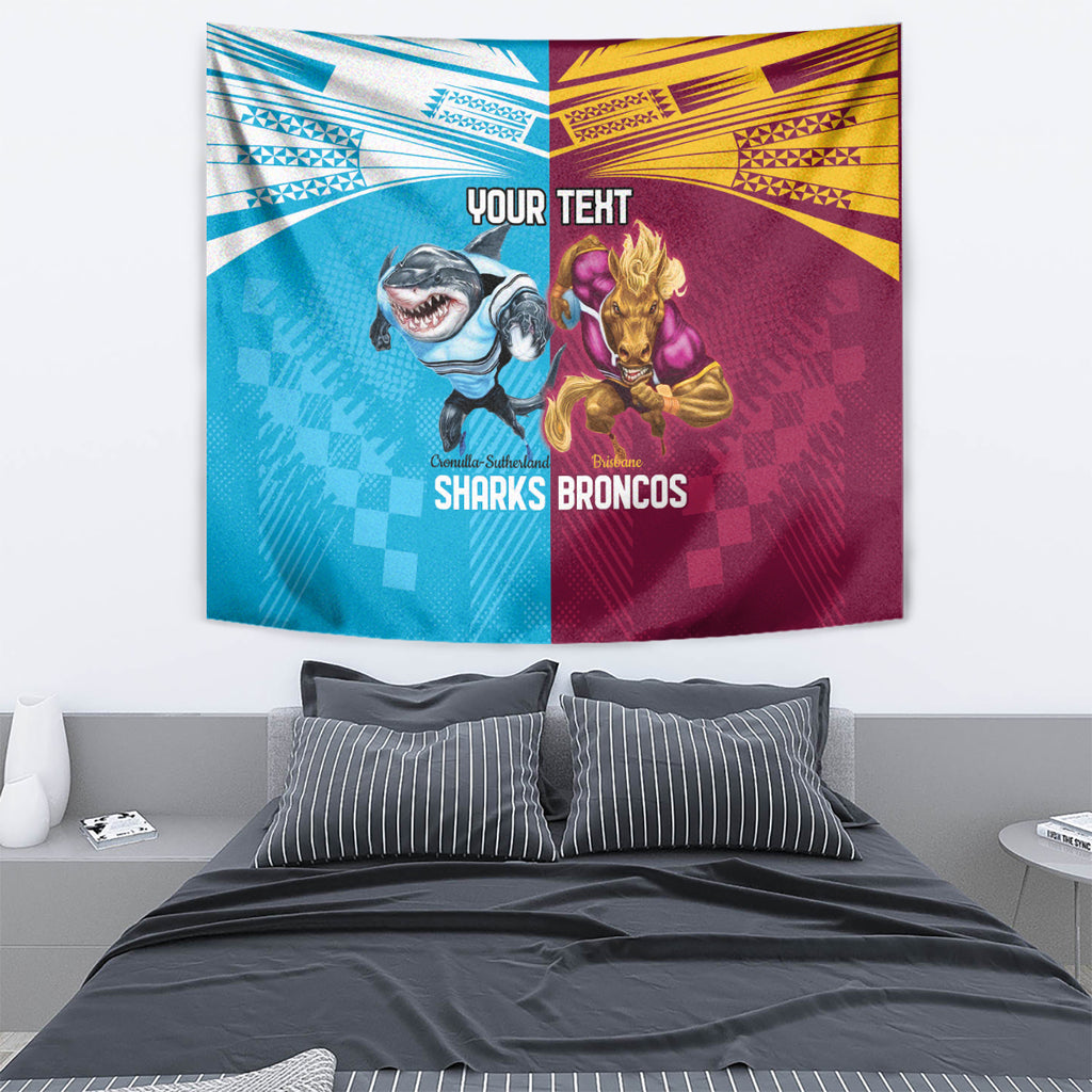 Custom Broncos and Sharks Tapestry Sporty Style