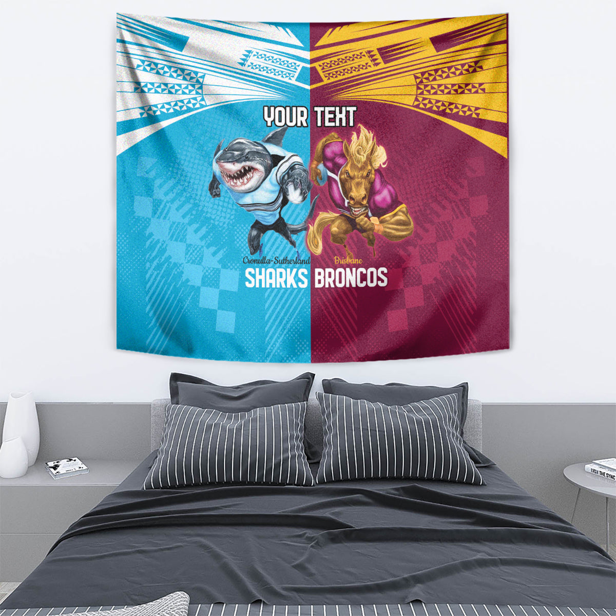 Custom Broncos and Sharks Tapestry Sporty Style