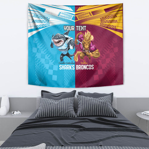 Custom Broncos and Sharks Tapestry Sporty Style